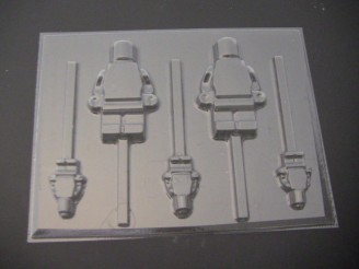 510sp Building Block Man Chocolate or Hard Candy Lollipop Mold